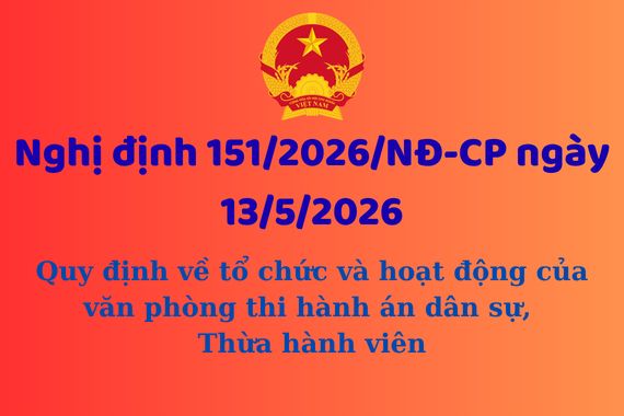 Nghị định 151/2026/NĐ-CP ngày 13/05/2026 quy định về tổ chức và hoạt động của văn phòng thi hành án dân sự, Thừa hành viên